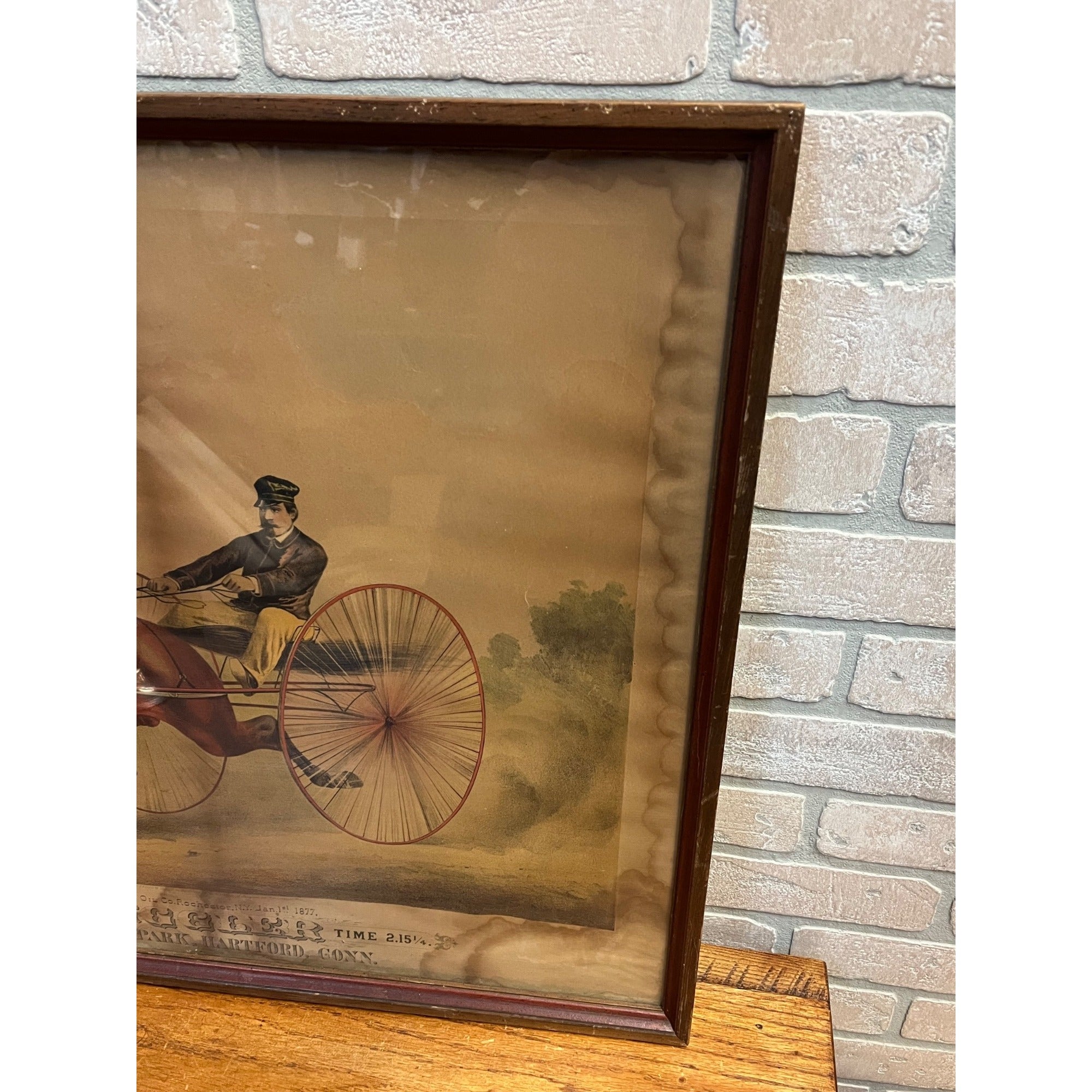 Antique 1876 Vacuum Oil Company Rochester NY Framed Litho Advertising Sign