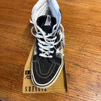 Vintage 2000s Vans Sk8-Hi Newspaper Print Shoes Black White Mens 9 Y2K