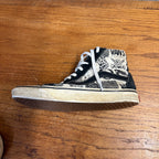 Vintage 2000s Vans Sk8-Hi Newspaper Print Shoes Black White Mens 9 Y2K