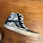 Vintage 2000s Vans Sk8-Hi Newspaper Print Shoes Black White Mens 9 Y2K