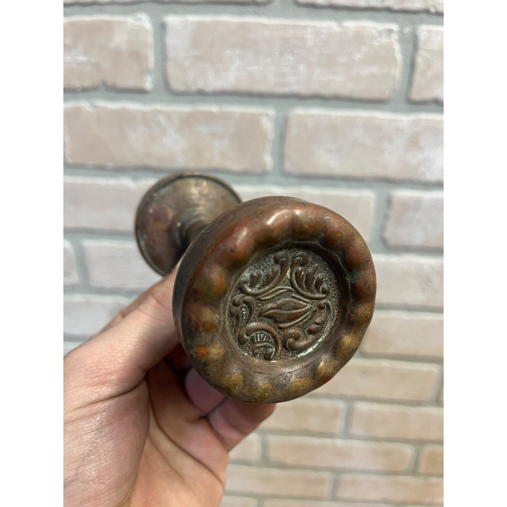1890s Antique Reading Bronze Entry Eulalia Door Knob Set Rococo Asymmetrical