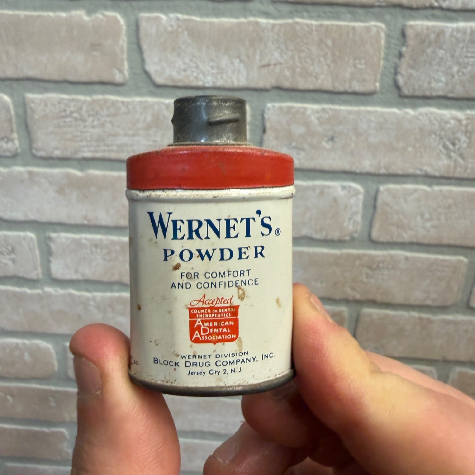 Vintage Dr Wernet's Denture Powder Tin Small Trial Size