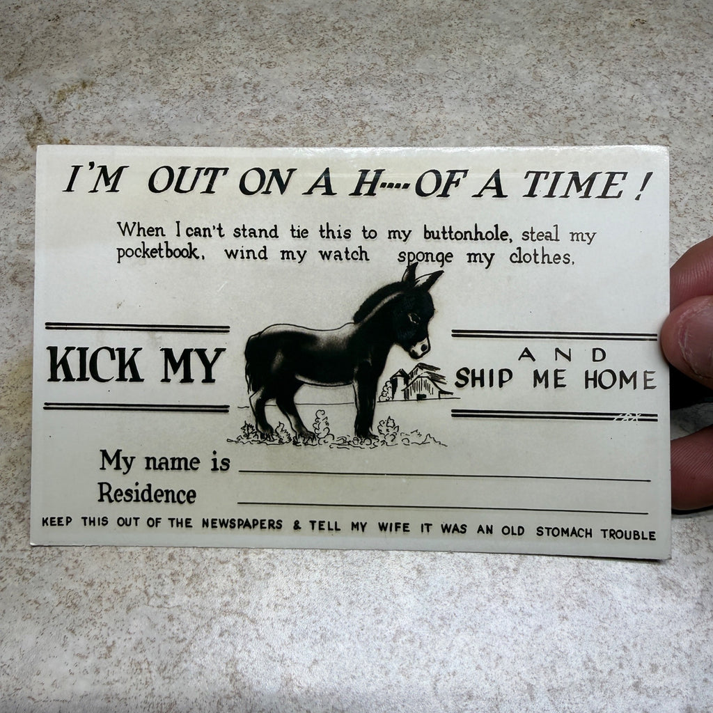 Postcard Humerous Donkey Kick My *SS Ship Me Home  Unused