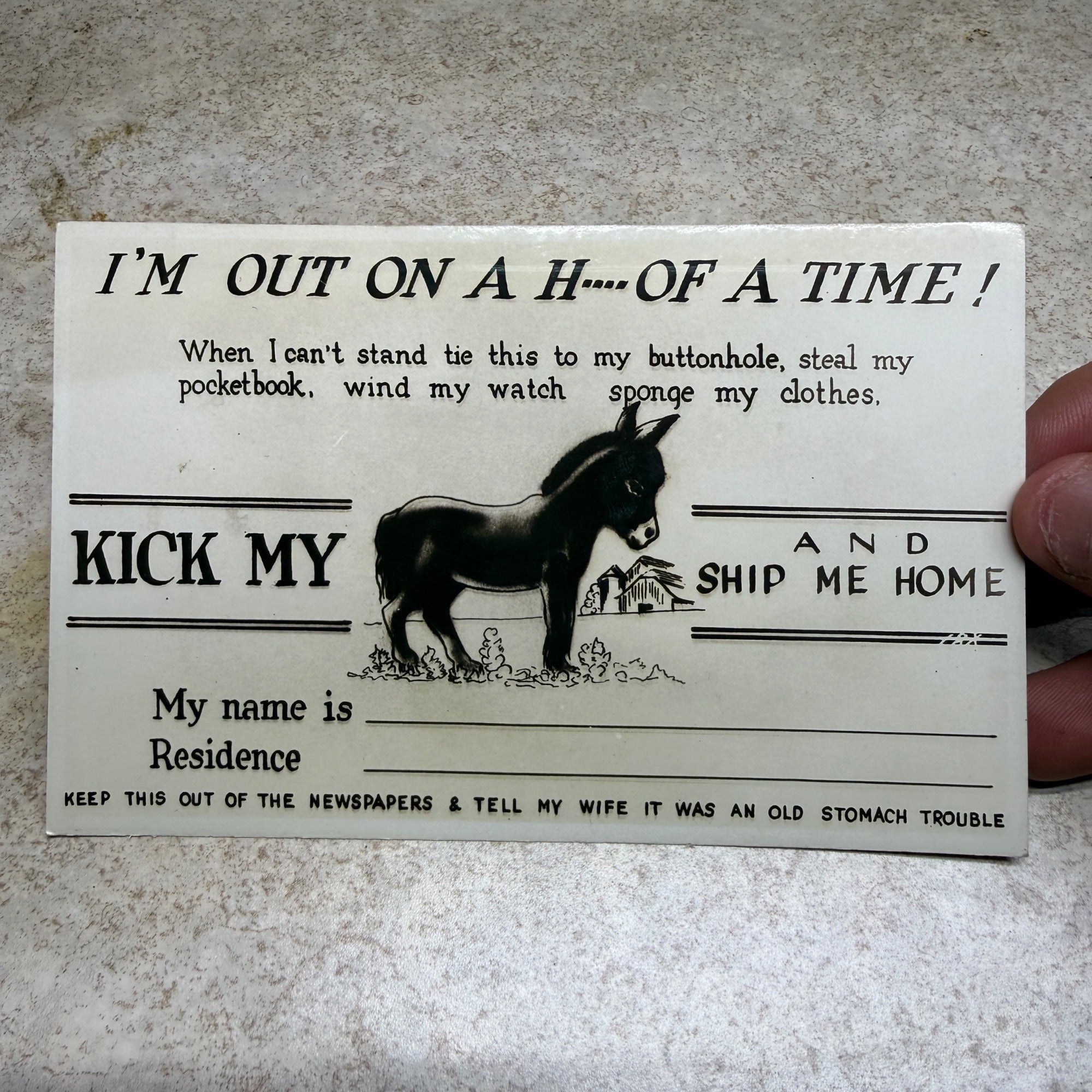 Postcard Humerous Donkey Kick My *SS Ship Me Home  Unused
