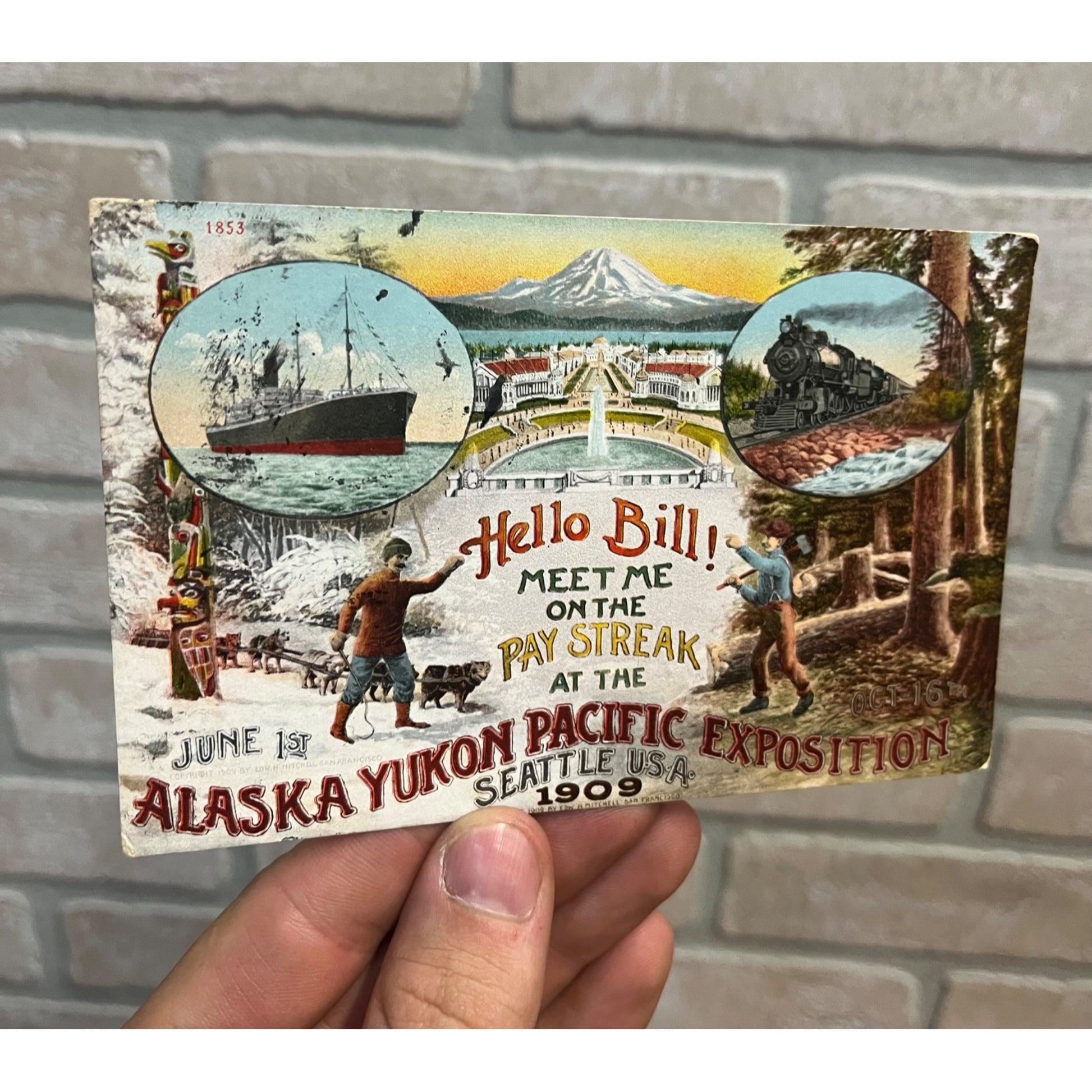 Vintage 1909 Alaska Yukon Pacific Exposition Seattle USA Postcard