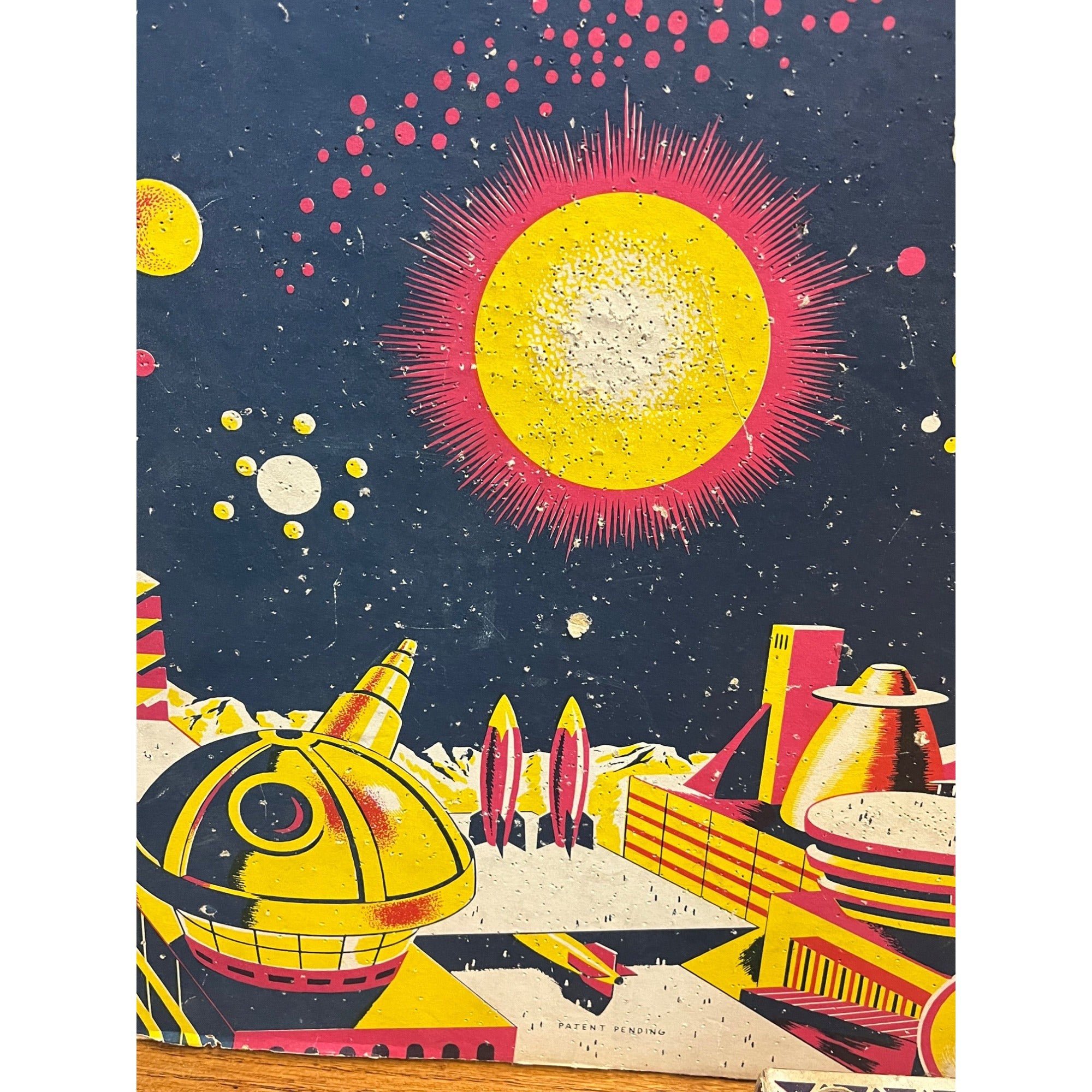 Vintage 1950's Amsco Rockets Away Space Station Dart Board Space Game w/ Darts