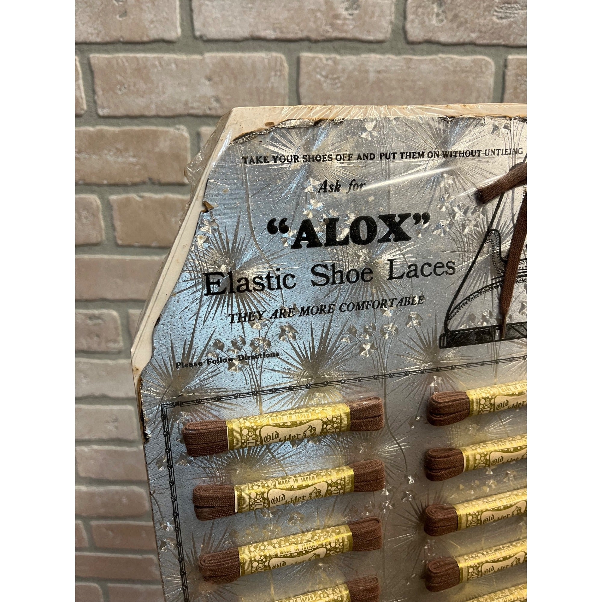 Vintage 1930 "Alox" Old Cobbler Elastic Shoe Laces Store Display Advertising NOS