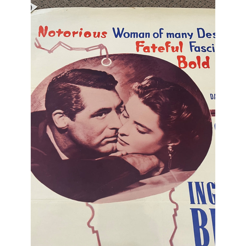 Vintage 1960s Alfred Hitchcock NOTORIOUS One-Sheet Original Movie Poster 27x41