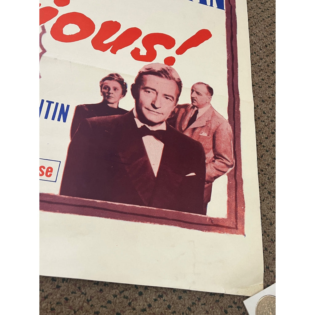 Vintage 1960s Alfred Hitchcock NOTORIOUS One-Sheet Original Movie Poster 27x41