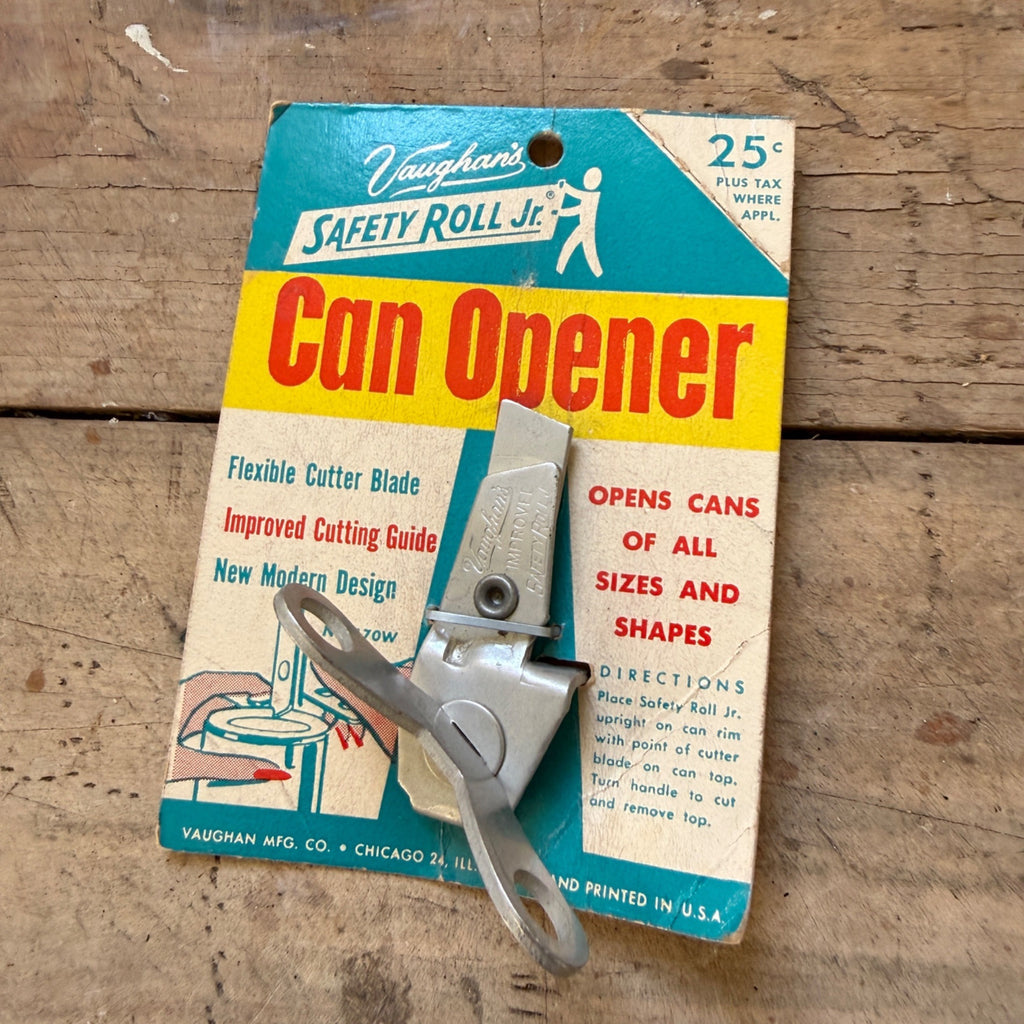 Vintage NOS Vaughan Safety Roll Jr Can Opener on Store Display Card Chicago USA
