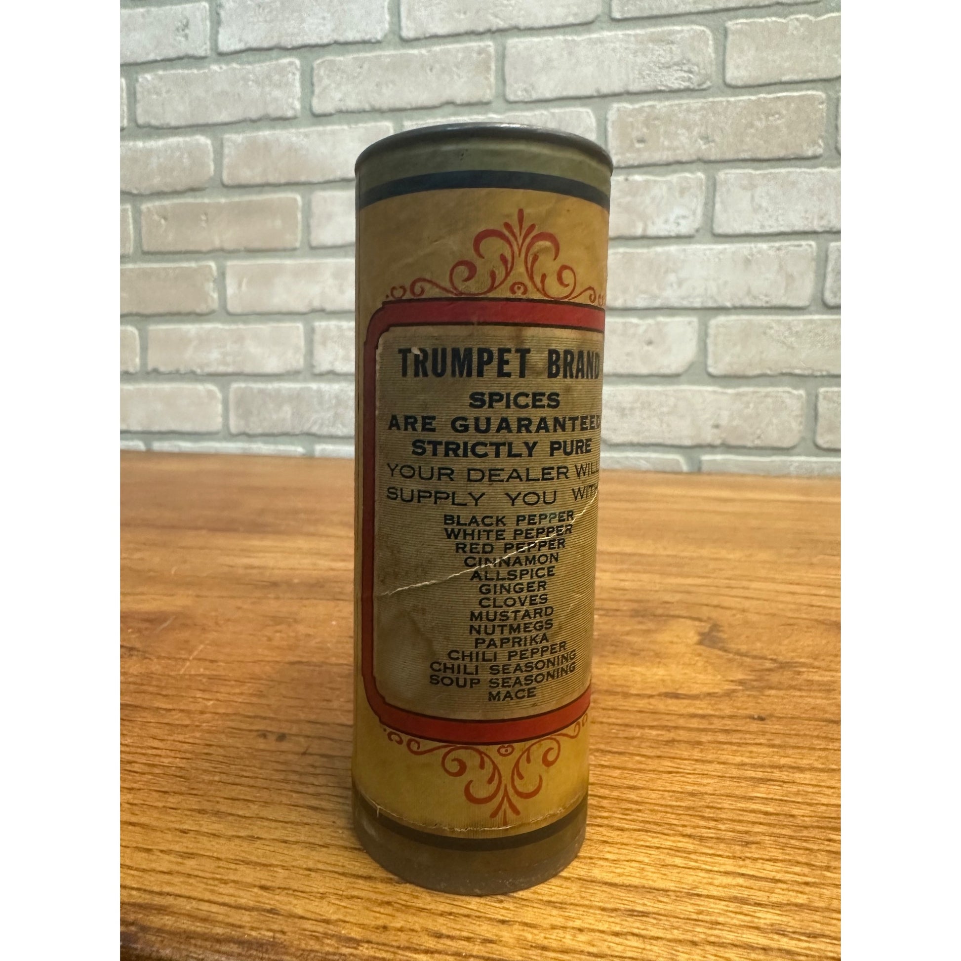 Petring’s Trumpet Brand Tumeric Spice Tin Round Cardboard St Louis Missouri