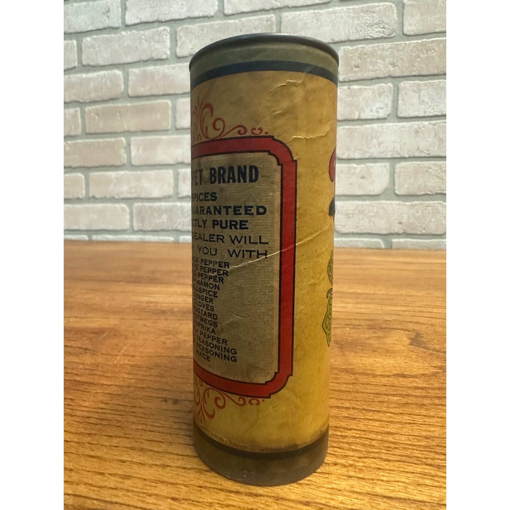 Petring’s Trumpet Brand Tumeric Spice Tin Round Cardboard St Louis Missouri