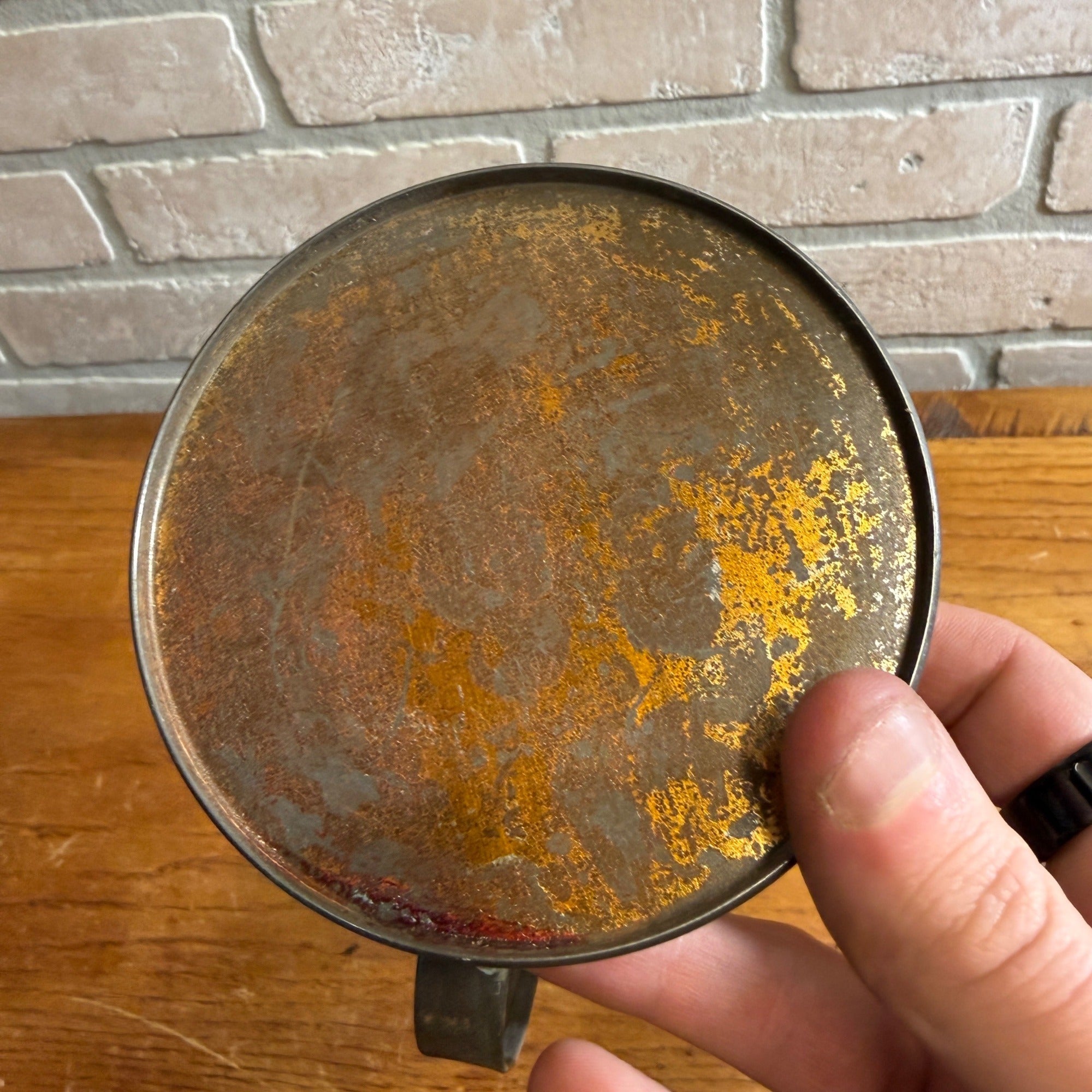 Vintage Miniature Oil Hurricane Lamp Metal Tin Font Sterling Brand USA