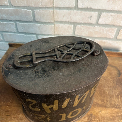 Antique Primitive Shoe Shining Stand Trade 10 Cents Tin Metal AAFA