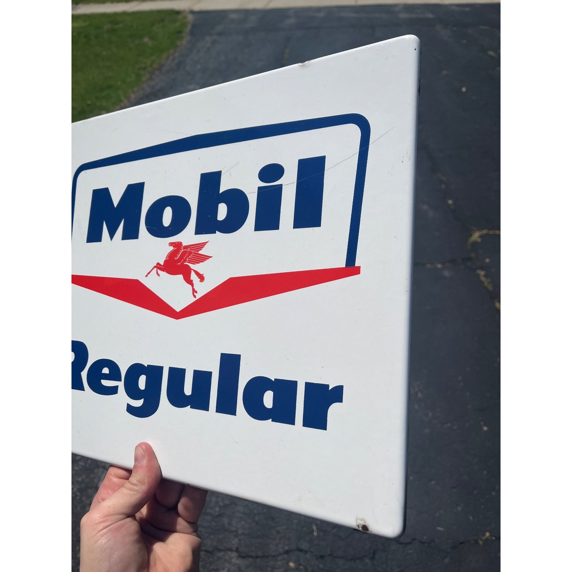 Vintage Original Mobil Oil Co. MOBIL Regular Gas Porcelain Gas Pump Plate Sign