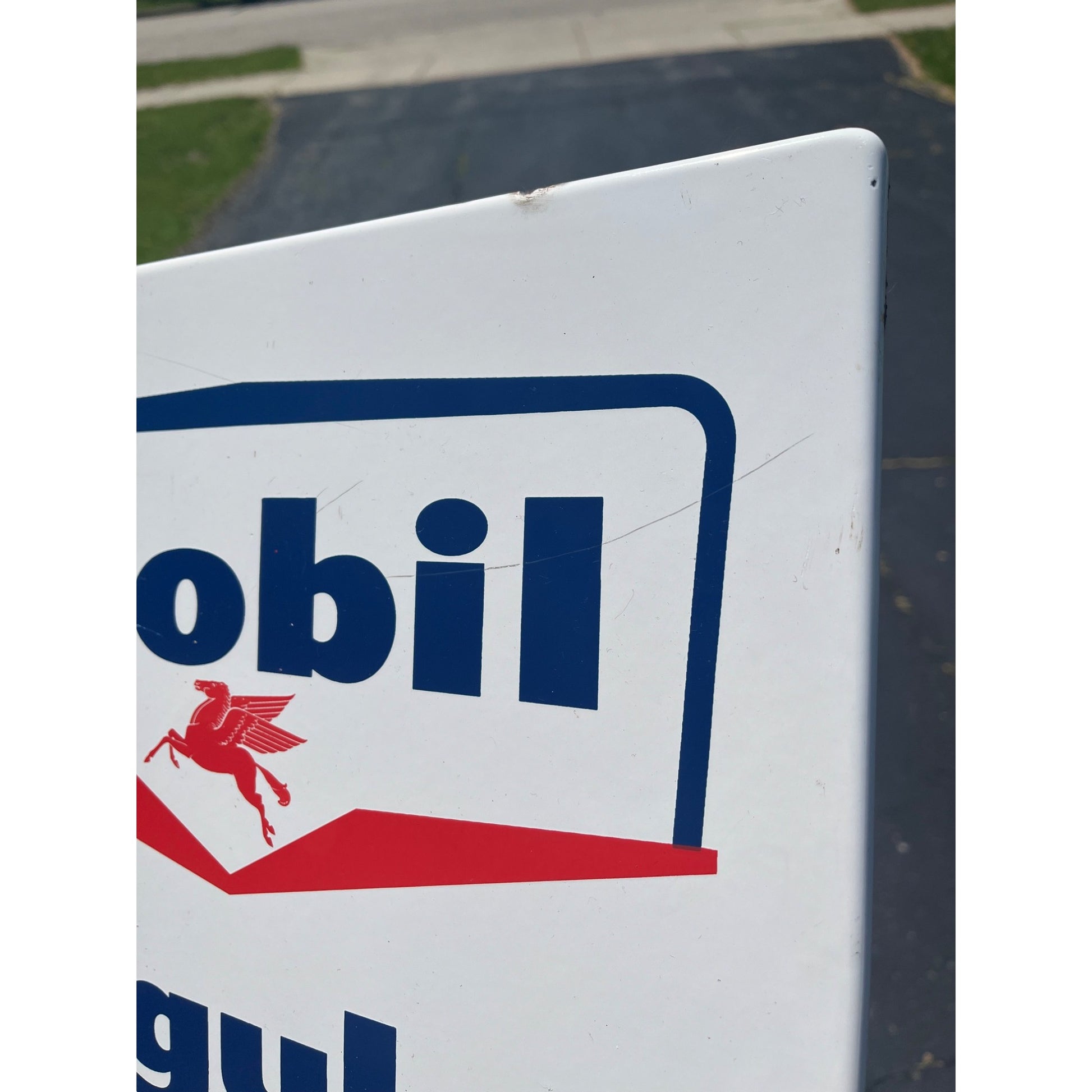 Vintage Original Mobil Oil Co. MOBIL Regular Gas Porcelain Gas Pump Plate Sign