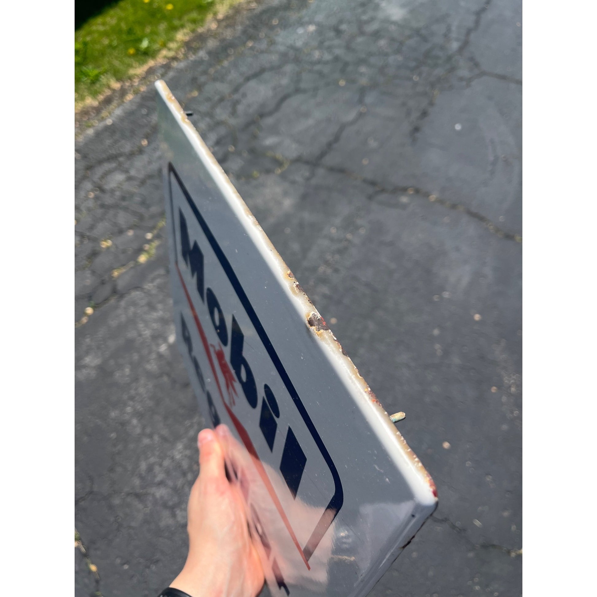 Vintage Original Mobil Oil Co. MOBIL Regular Gas Porcelain Gas Pump Plate Sign