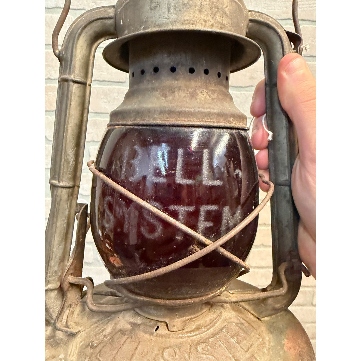 Antique Etched Red Globe Bell System Dietz Railroad Lantern Railroad Telephone
