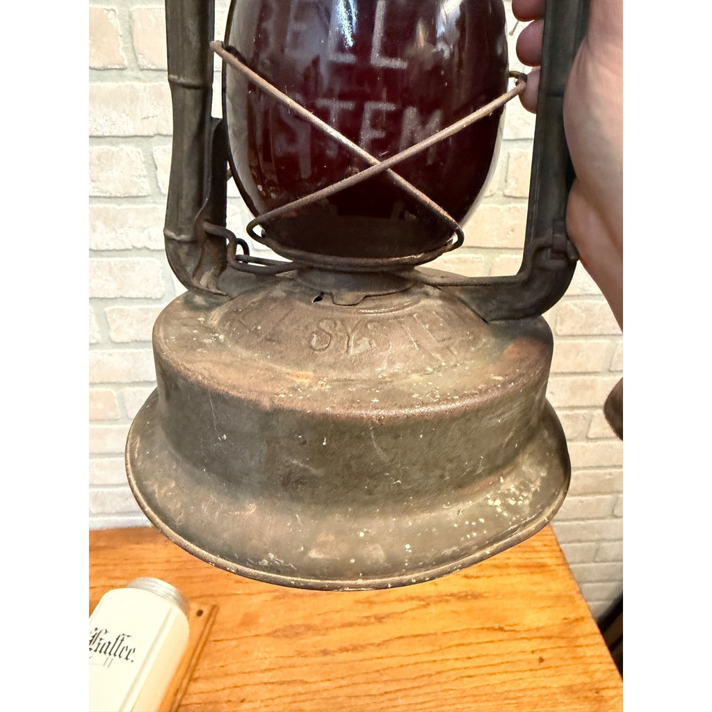 Antique Etched Red Globe Bell System Dietz Railroad Lantern Railroad Telephone