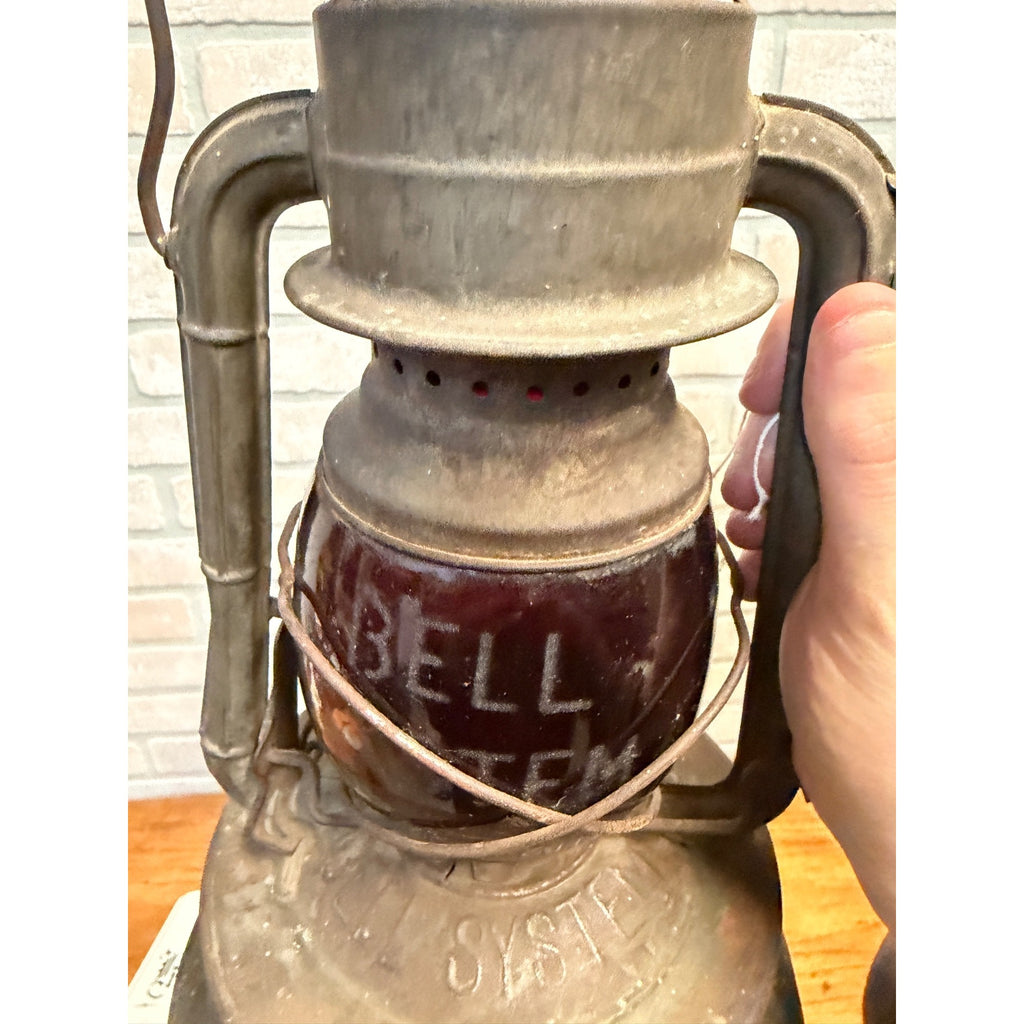 Antique Etched Red Globe Bell System Dietz Railroad Lantern Railroad Telephone