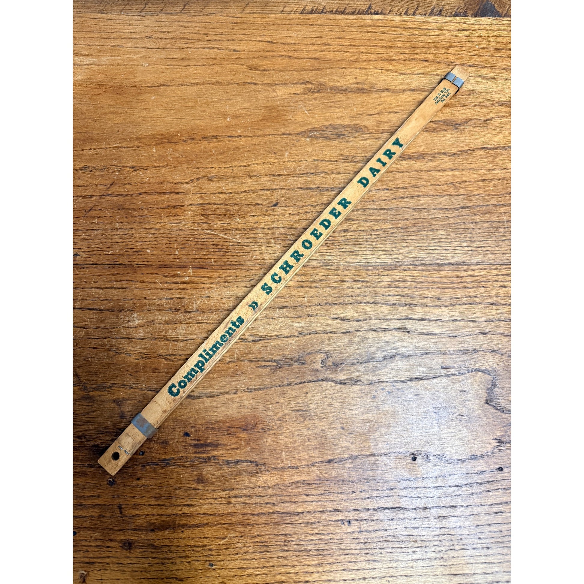 Vintage Shroeder Dairy West Bend Wisconsin Yardstick Advertising 36"