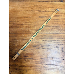 Vintage Shroeder Dairy West Bend Wisconsin Yardstick Advertising 36"