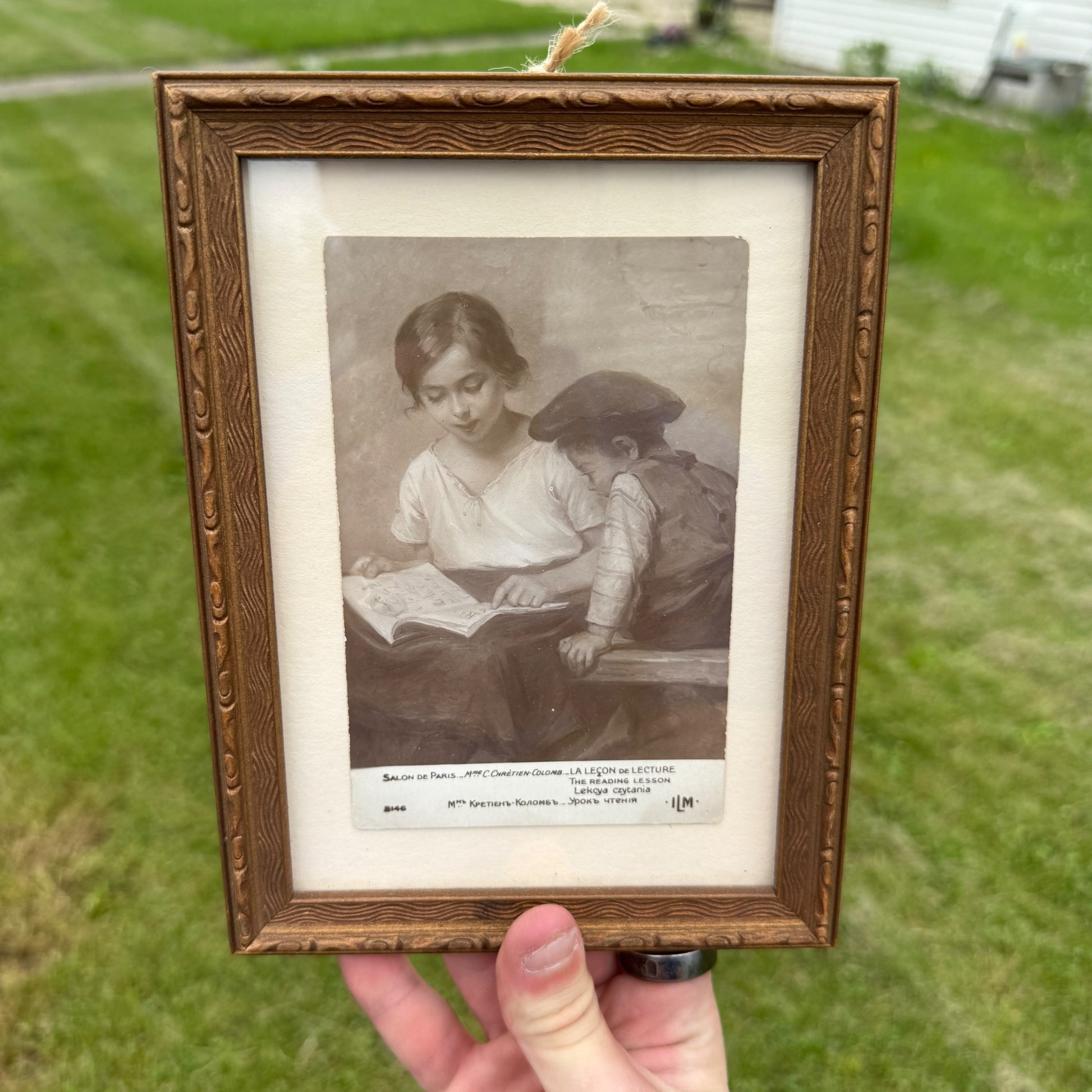 VIntage Small Framed 7-1/2 X 5-1/2" Framed Postcard Salon De Paris
