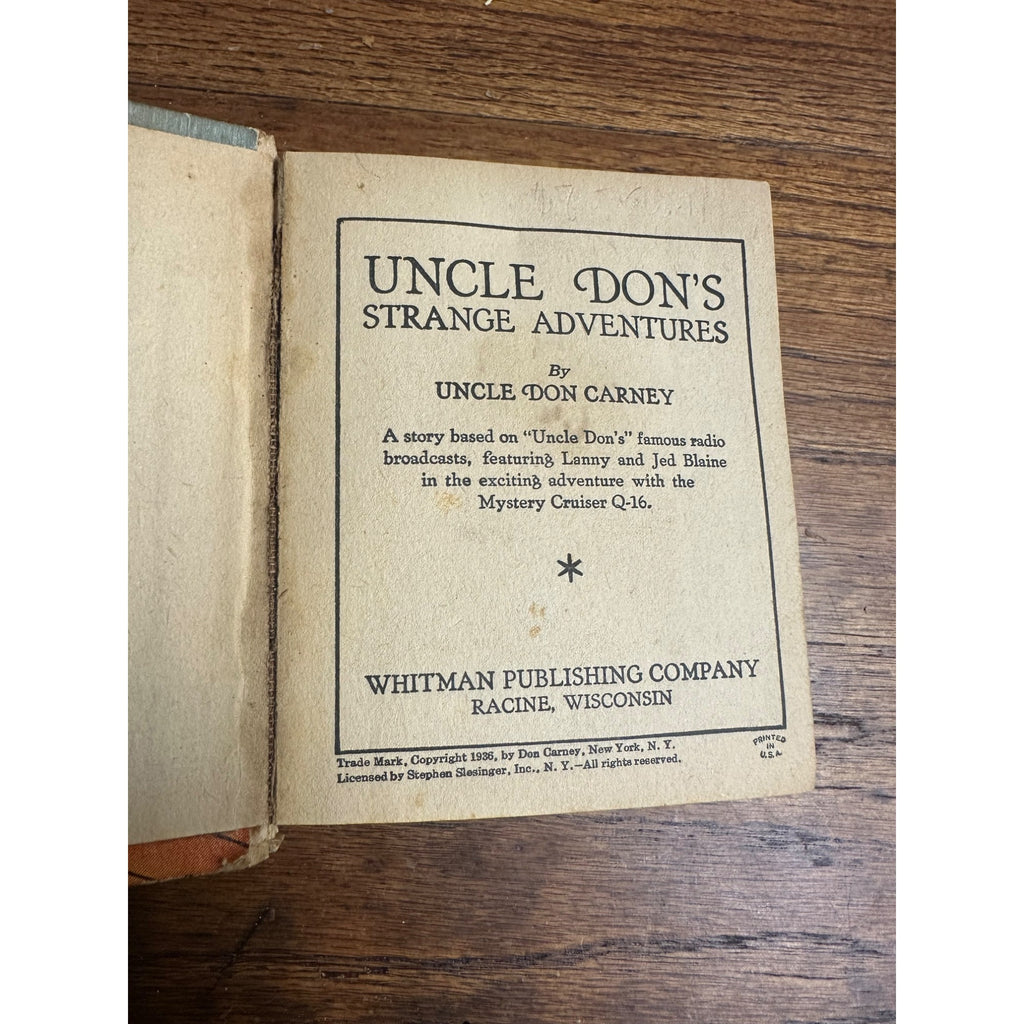 Vintage 1936 Uncle Don's Strange Adventures Big Little Book Whitman #1114 HC