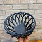Handcrafted Pottery Lattice-Style Bowl Blue Kitchen Fruit Decorative Mid-Century Modern Style