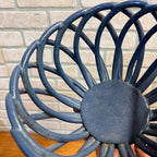 Handcrafted Pottery Lattice-Style Bowl Blue Kitchen Fruit Decorative Mid-Century Modern Style