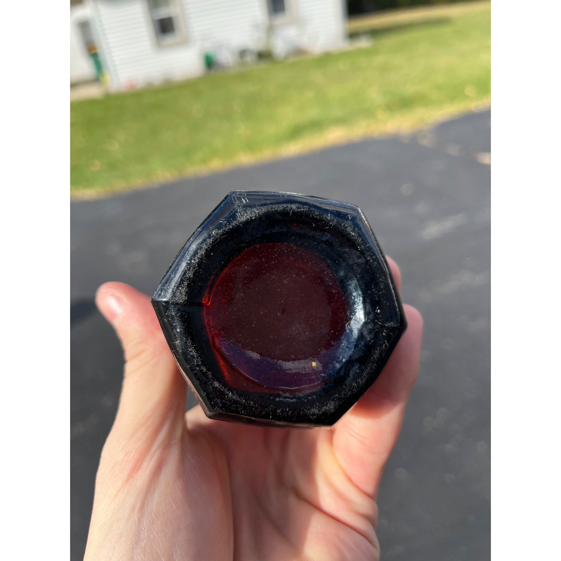 John Graf c1880s Milwaukee Wis Amber Brown Soda Bottle Blob Top Octagon Base