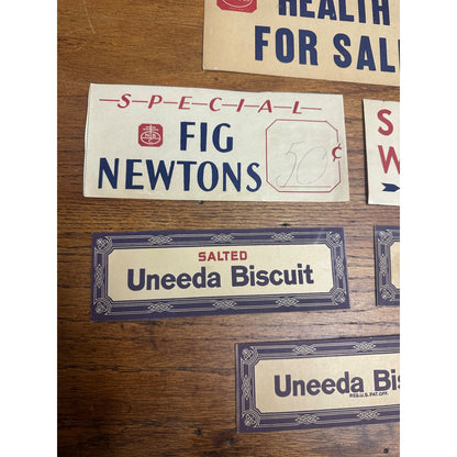 Vintage 1930s Nabisco Uneeda Biscuit Store Display Price Tag Signs Advertising