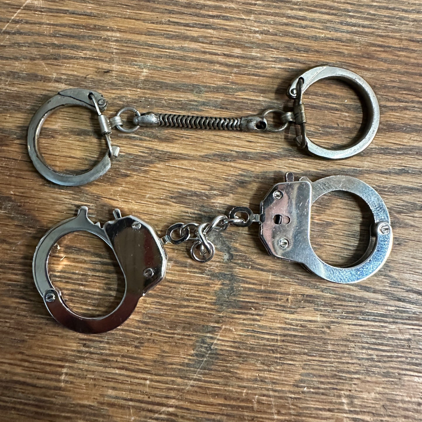 Vintage Miniature Handcuffs Lot (2) Child's Toys - Working - 3.5" Long