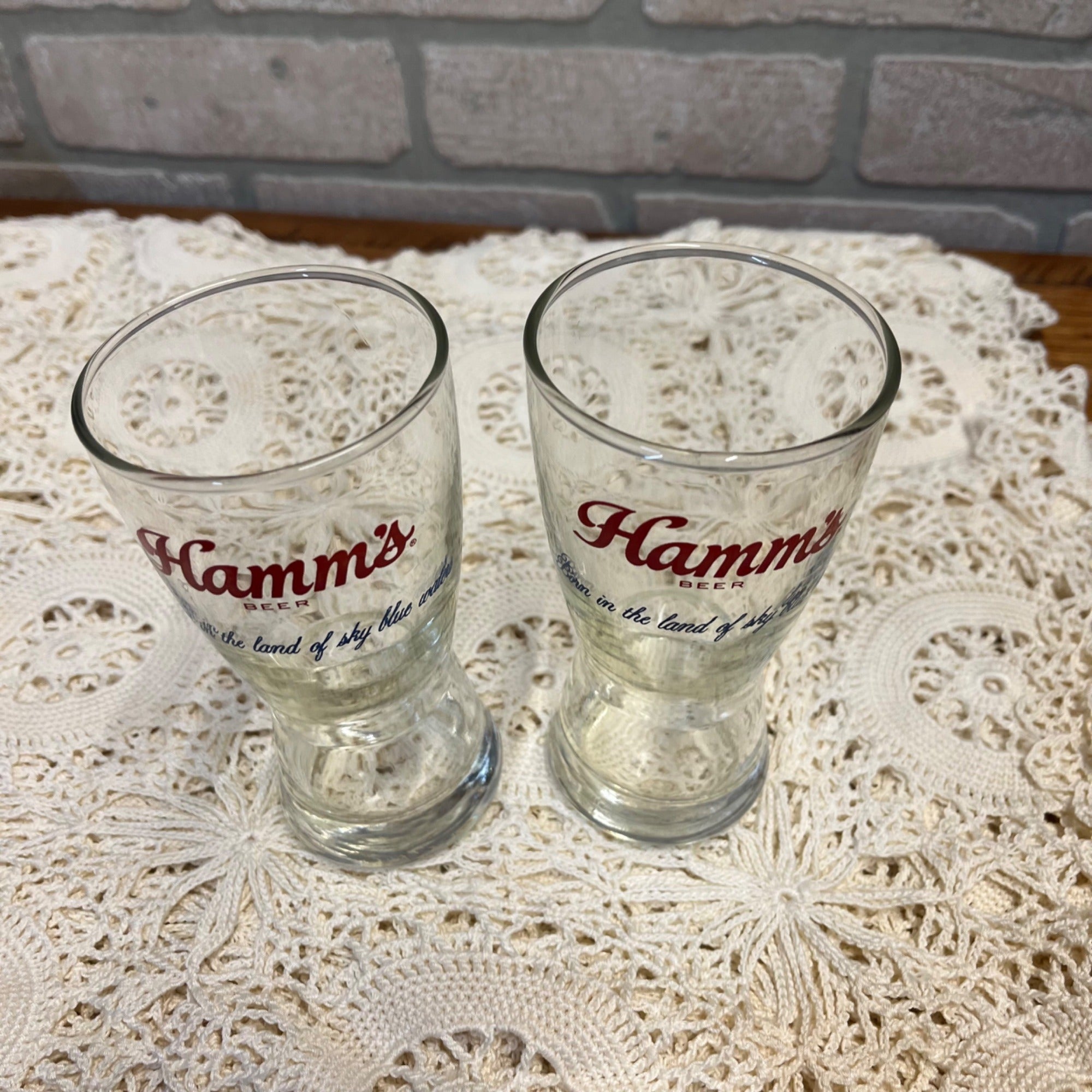 Vintage Hamm's Beer Pilsner 5.25"  Glasses Lot (2) Land of Sky Blue Waters