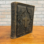 Antique 1870s Large Ornate Catholic Bible Old New Testament w/Ancestral Records