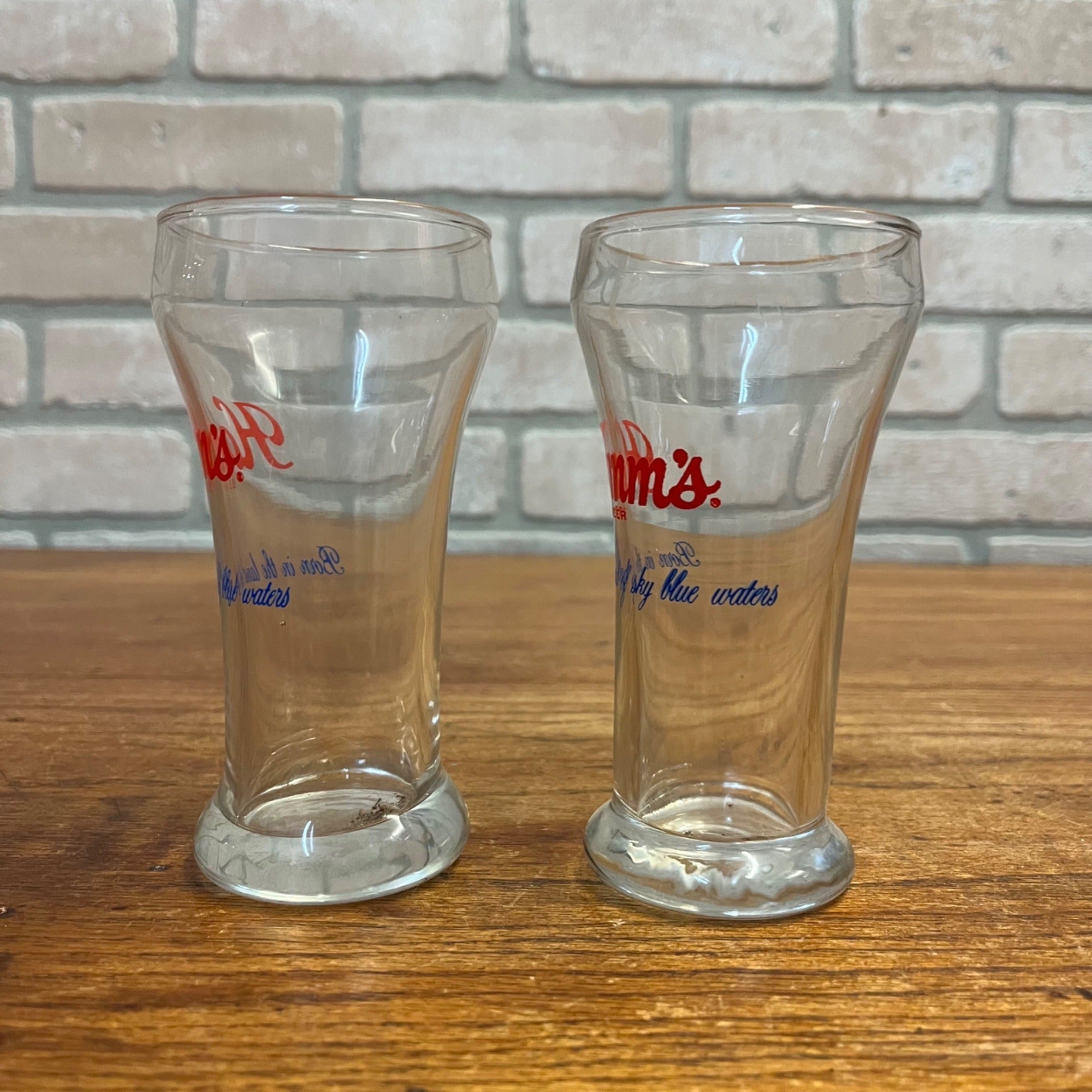 Vintage Hamm's Beer Pilsner 5.25" Glasses Lot (2) Land of Sky Blue Waters