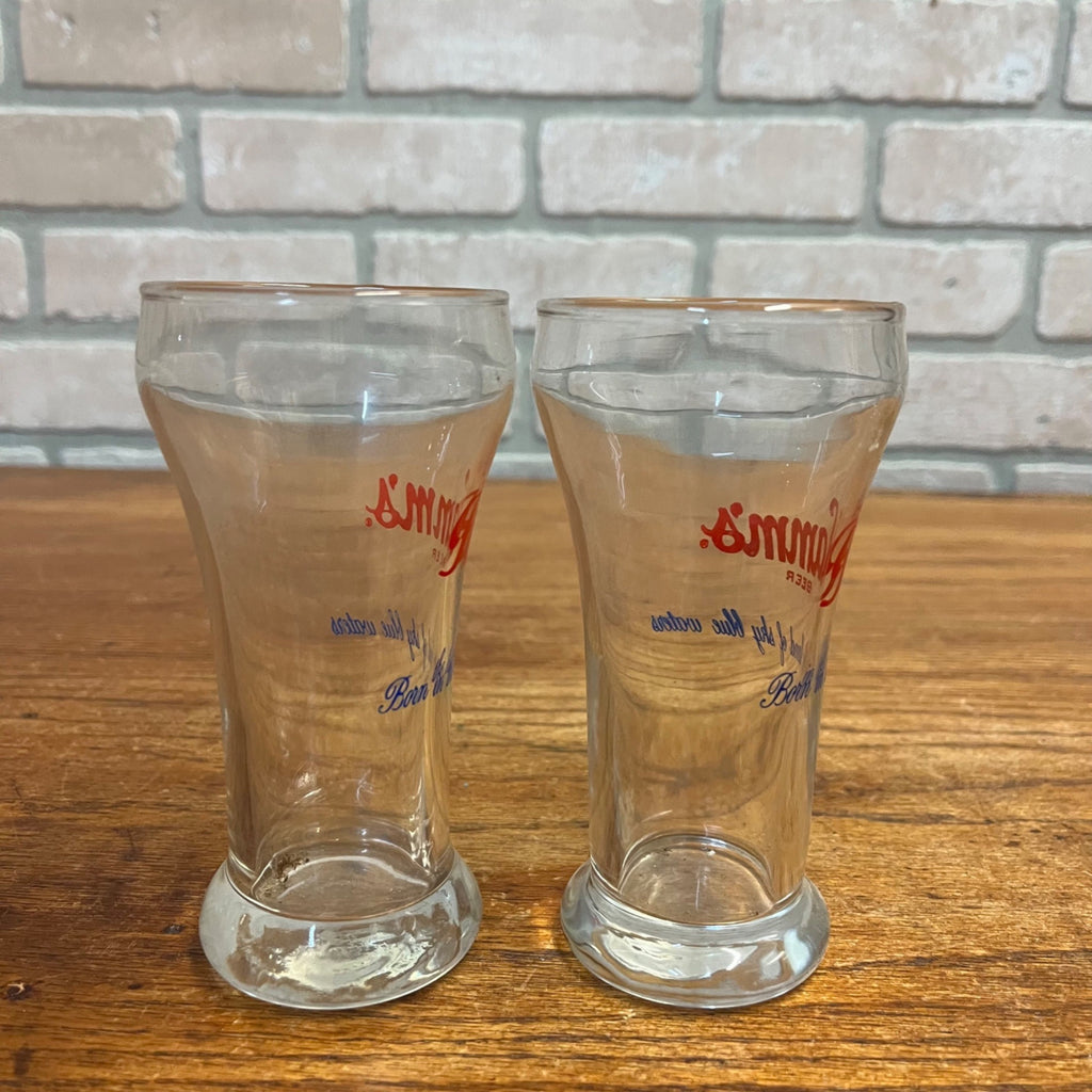 Vintage Hamm's Beer Pilsner 5.25" Glasses Lot (2) Land of Sky Blue Waters