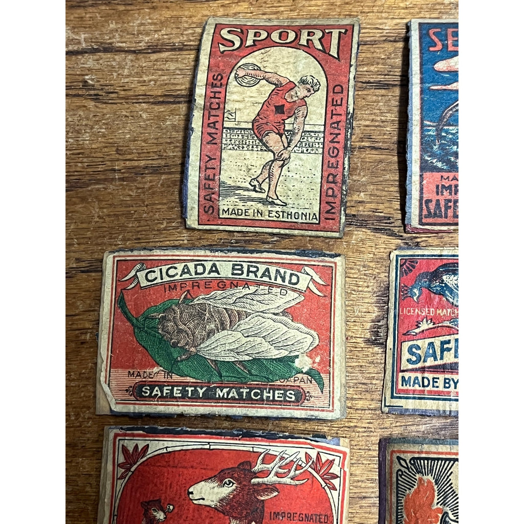RARE Vintage 1920s Match Book Safety Matches Covers Lot Green Hat Seagull Cicada