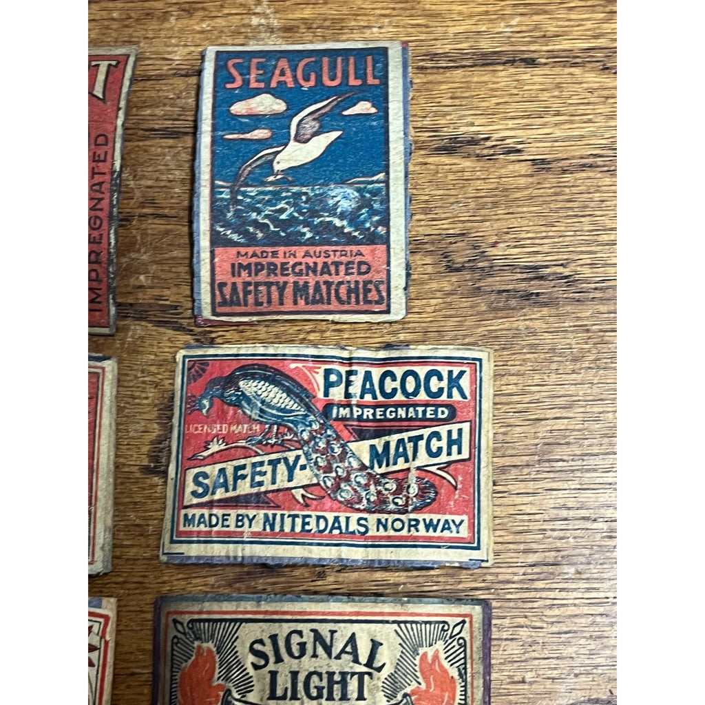 RARE Vintage 1920s Match Book Safety Matches Covers Lot Green Hat Seagull Cicada