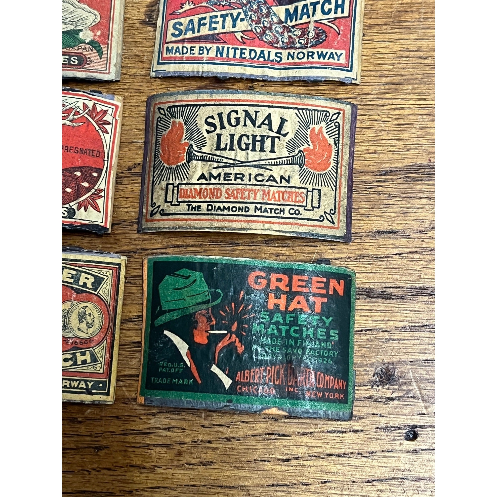 RARE Vintage 1920s Match Book Safety Matches Covers Lot Green Hat Seagull Cicada