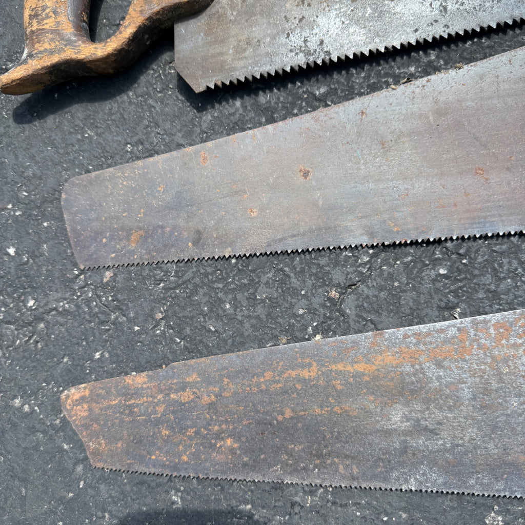 Antique Vintage Huge Lot Carpenter Hand Saws Sheffield H. Disston G.H. Bishop