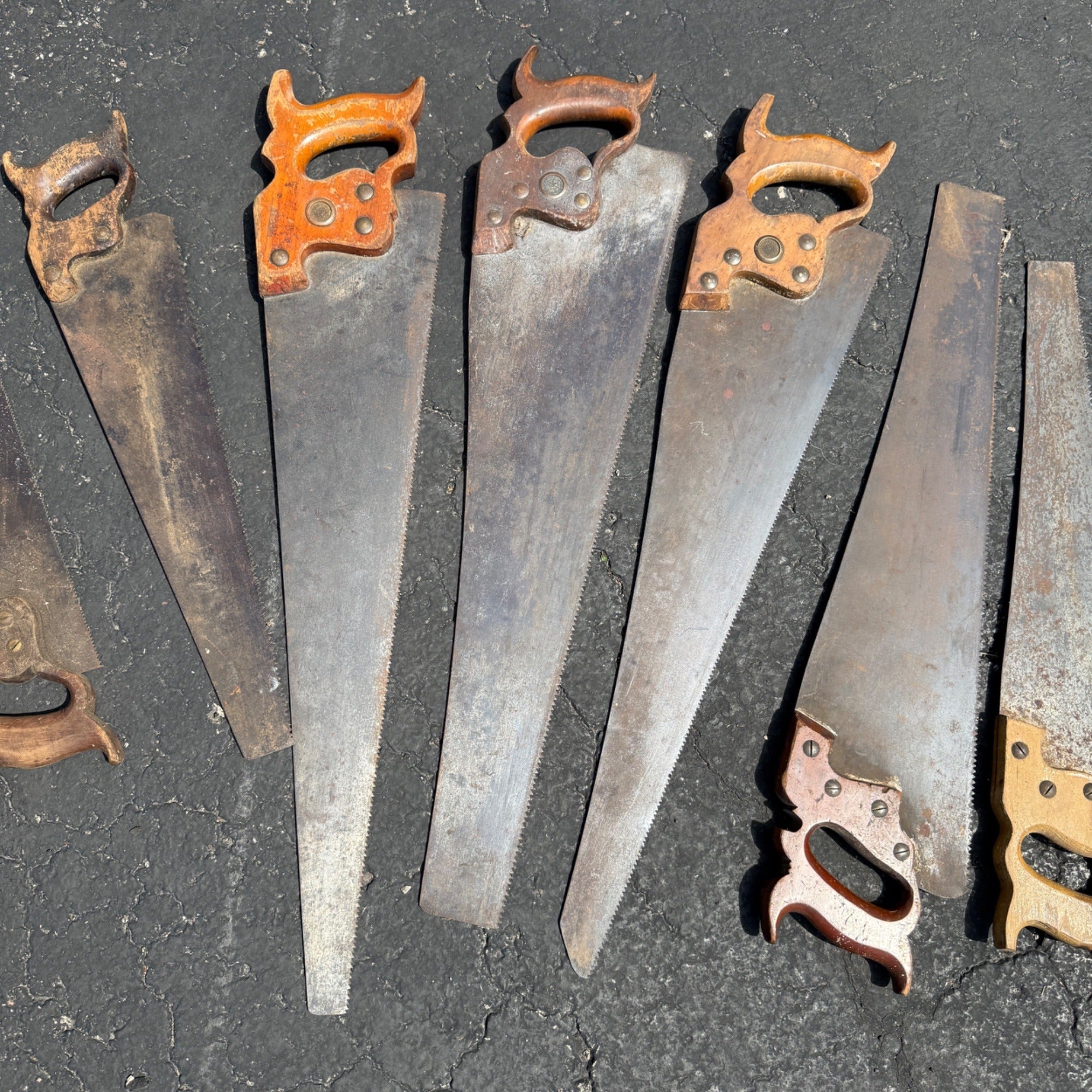 Antique Vintage Huge Lot Carpenter Hand Saws Sheffield H. Disston G.H. Bishop
