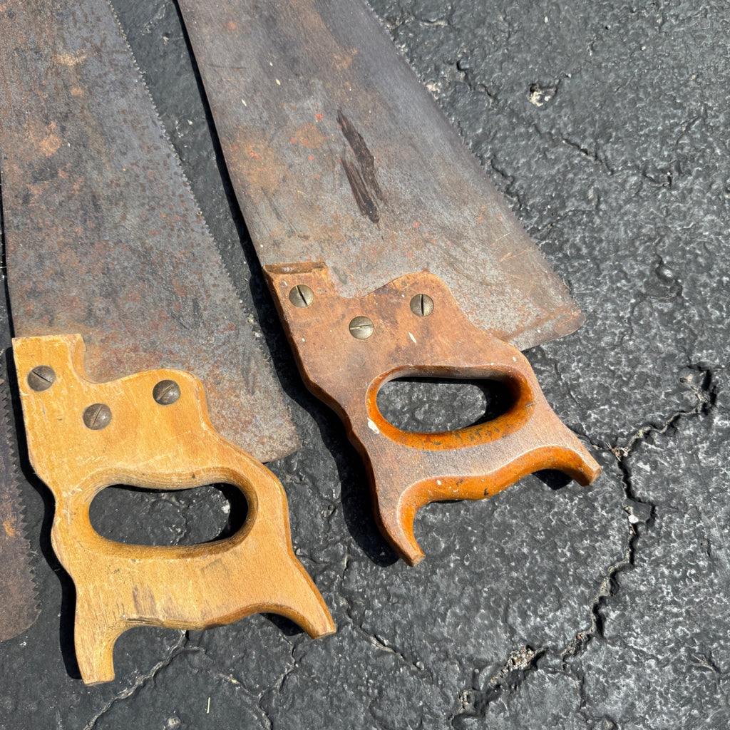 Antique Vintage Huge Lot Carpenter Hand Saws Sheffield H. Disston G.H. Bishop