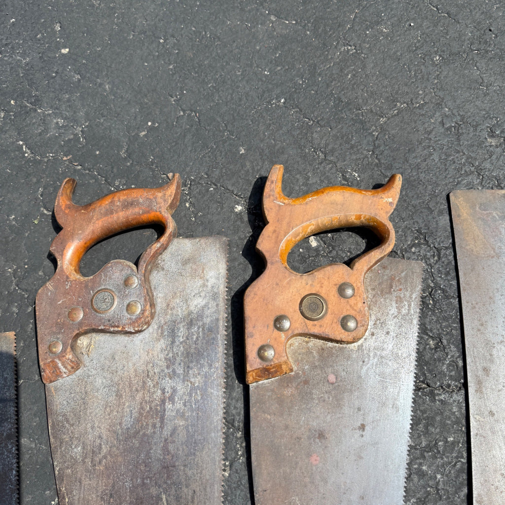 Antique Vintage Huge Lot Carpenter Hand Saws Sheffield H. Disston G.H. Bishop