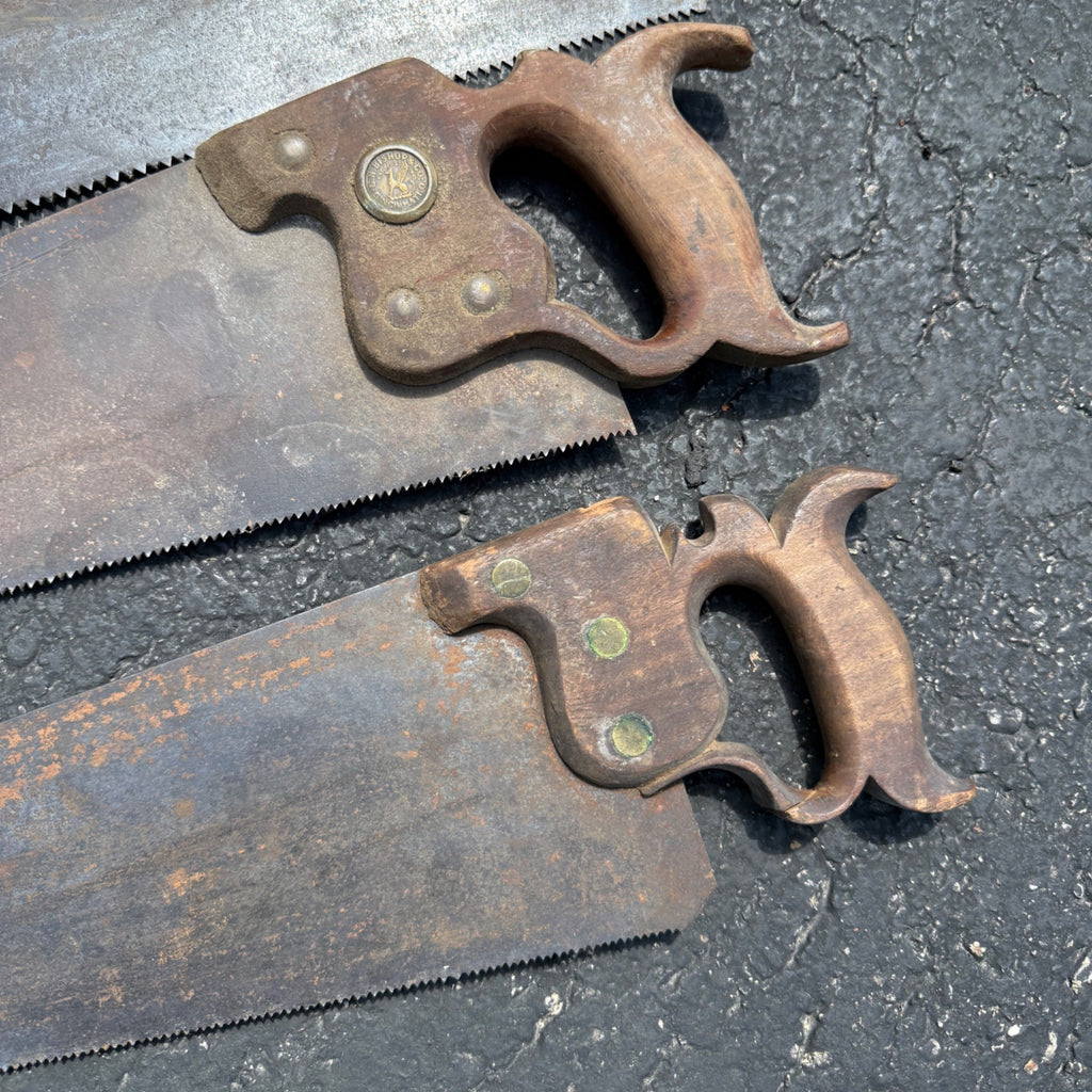 Antique Vintage Huge Lot Carpenter Hand Saws Sheffield H. Disston G.H. Bishop