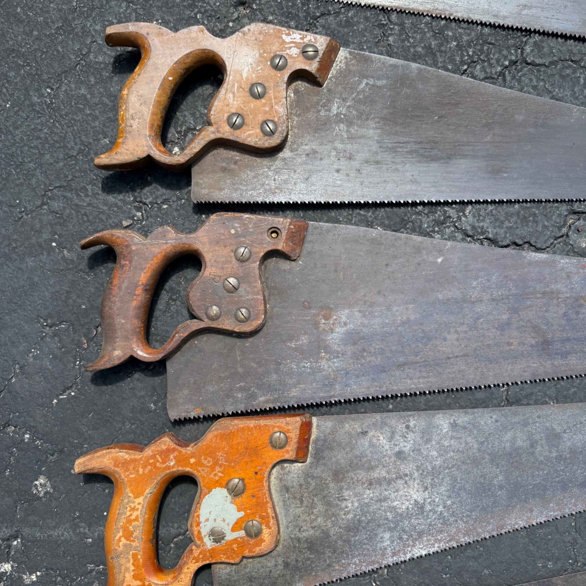 Antique Vintage Huge Lot Carpenter Hand Saws Sheffield H. Disston G.H. Bishop