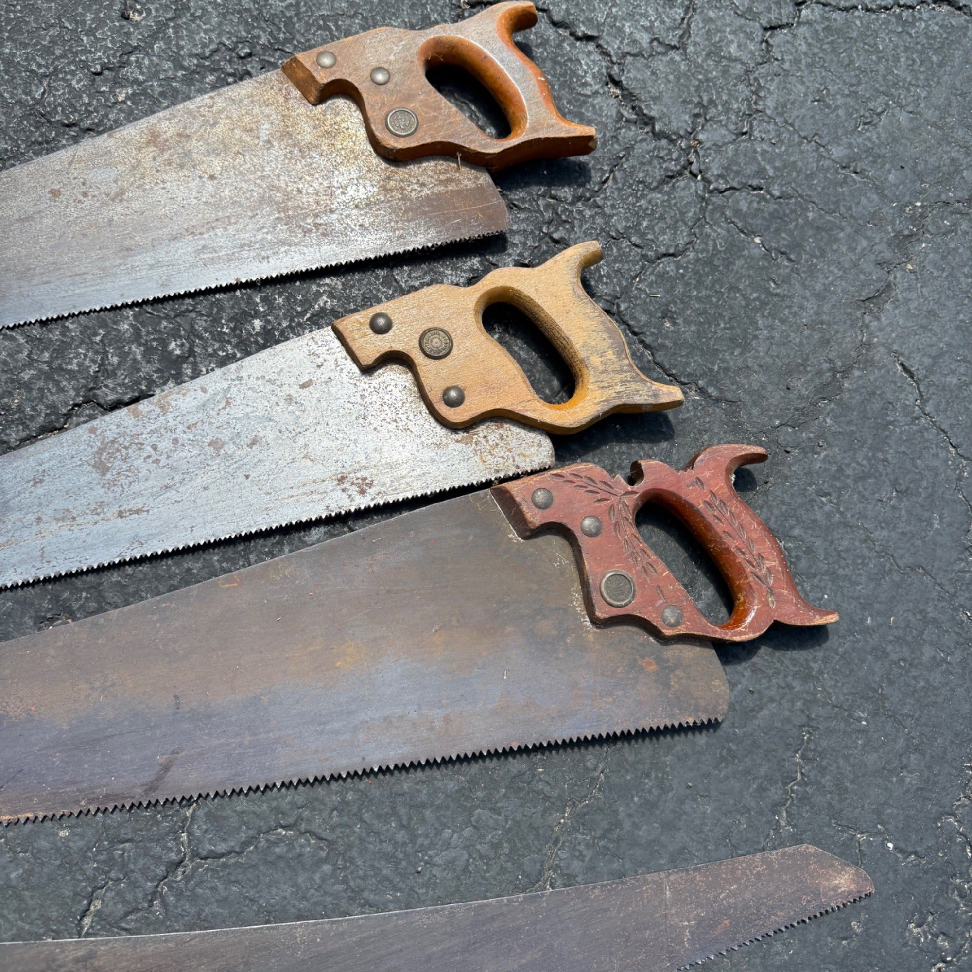Antique Vintage Huge Lot Carpenter Hand Saws Sheffield H. Disston G.H. Bishop