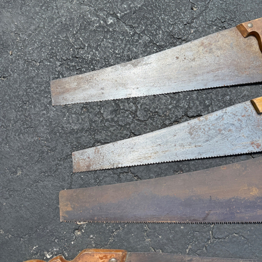 Antique Vintage Huge Lot Carpenter Hand Saws Sheffield H. Disston G.H. Bishop