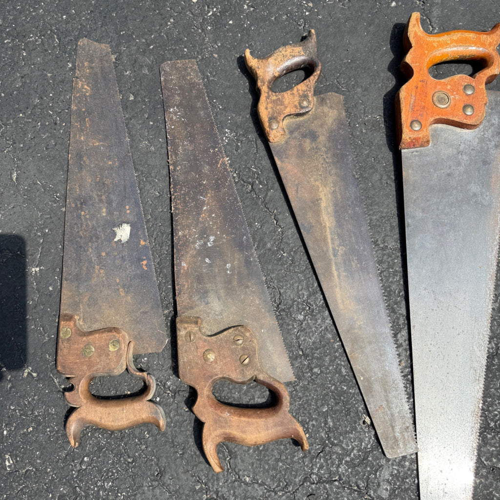 Antique Vintage Huge Lot Carpenter Hand Saws Sheffield H. Disston G.H. Bishop