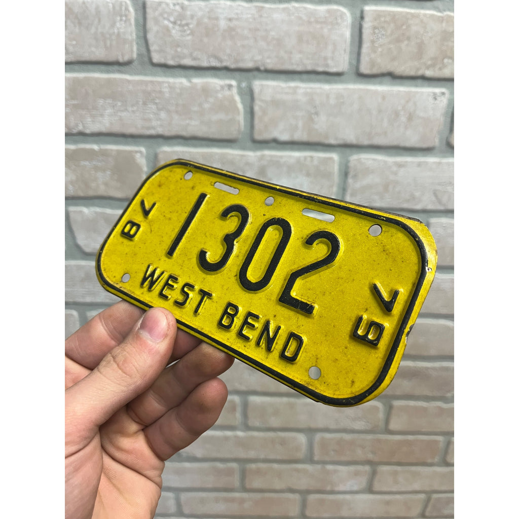 Vintage Wisconsin Bicycle Bike License Plate Embossed West Bend 1978-1979